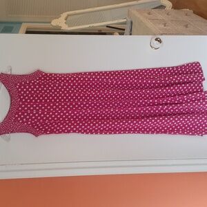 Perceptions New York sz M retro hot pink and white polka dot flare MIDI dress…